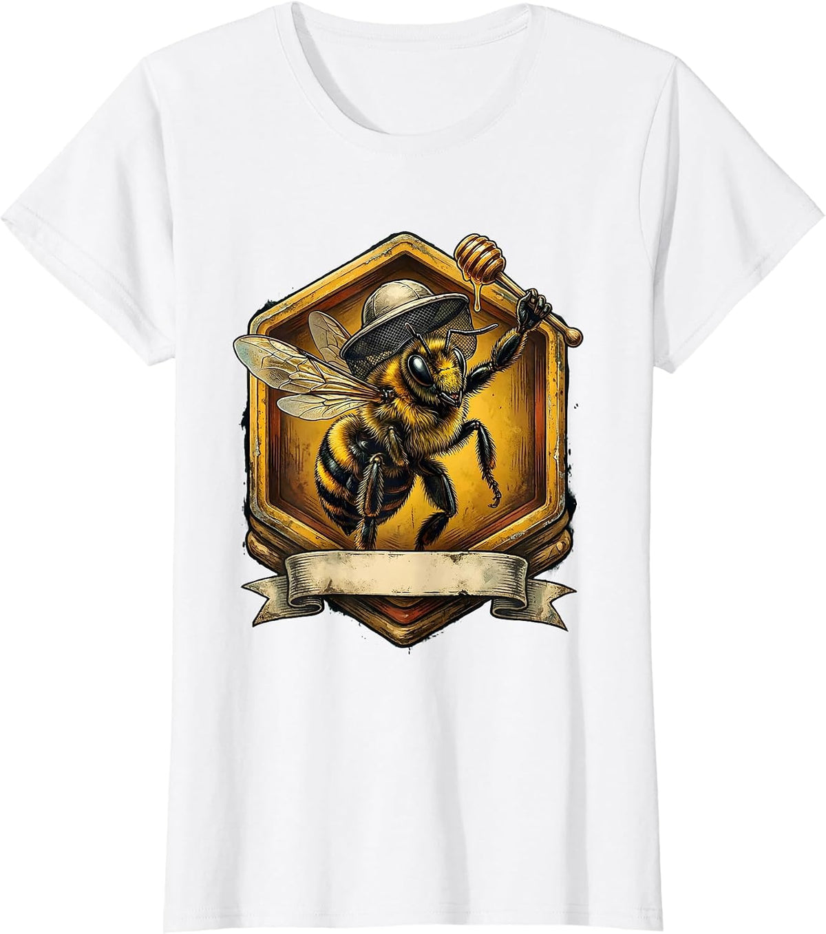 Vintage Bumblebee Mascot Beekeeper Halloween Costume T-Shirt - White