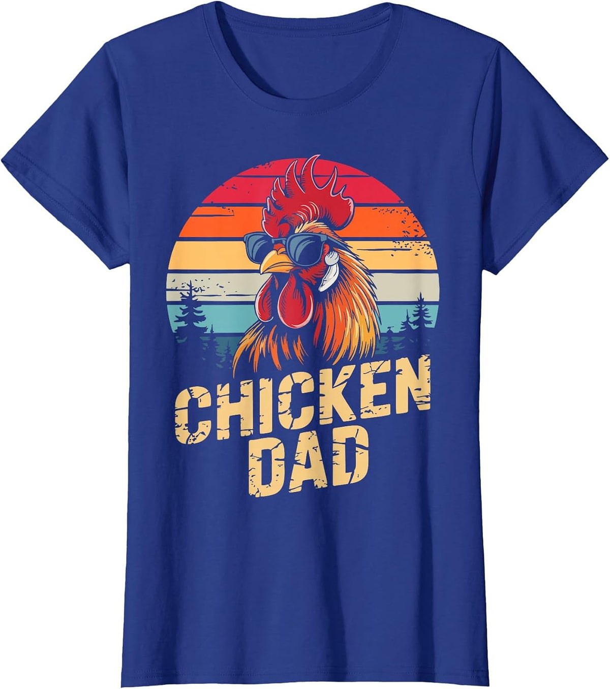 Men Chicken Dad Vintage Poultry Farmer Daddy Fathers Day T-Shirt - Royal Blue
