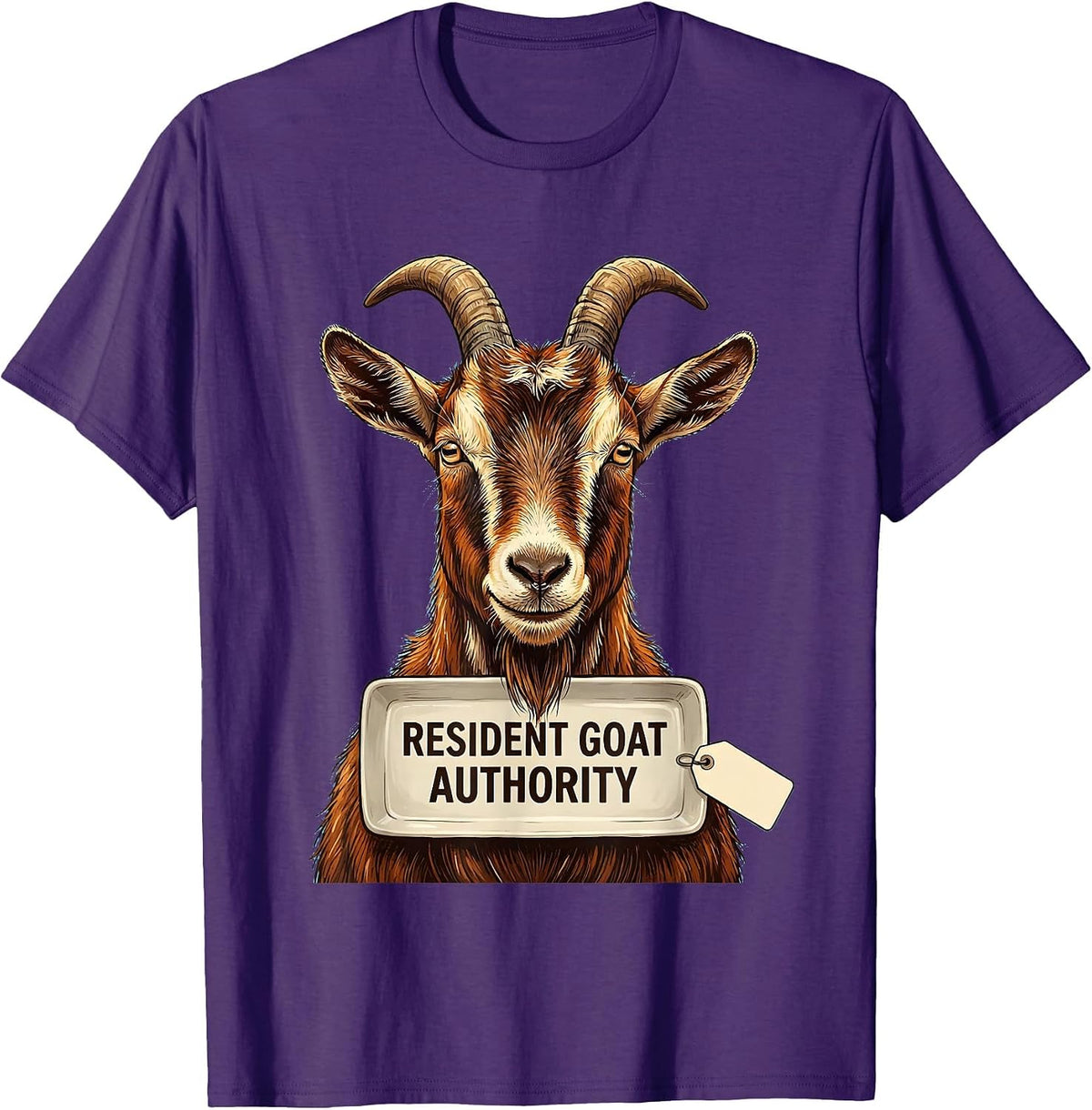 Men's Resident Goat Authority Funny Goat Lover Farm Humor T-Shirt - Purple