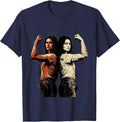 Rosie the Riveter Duo Flexing Arms Graphic T-Shirt - Navy Blue
