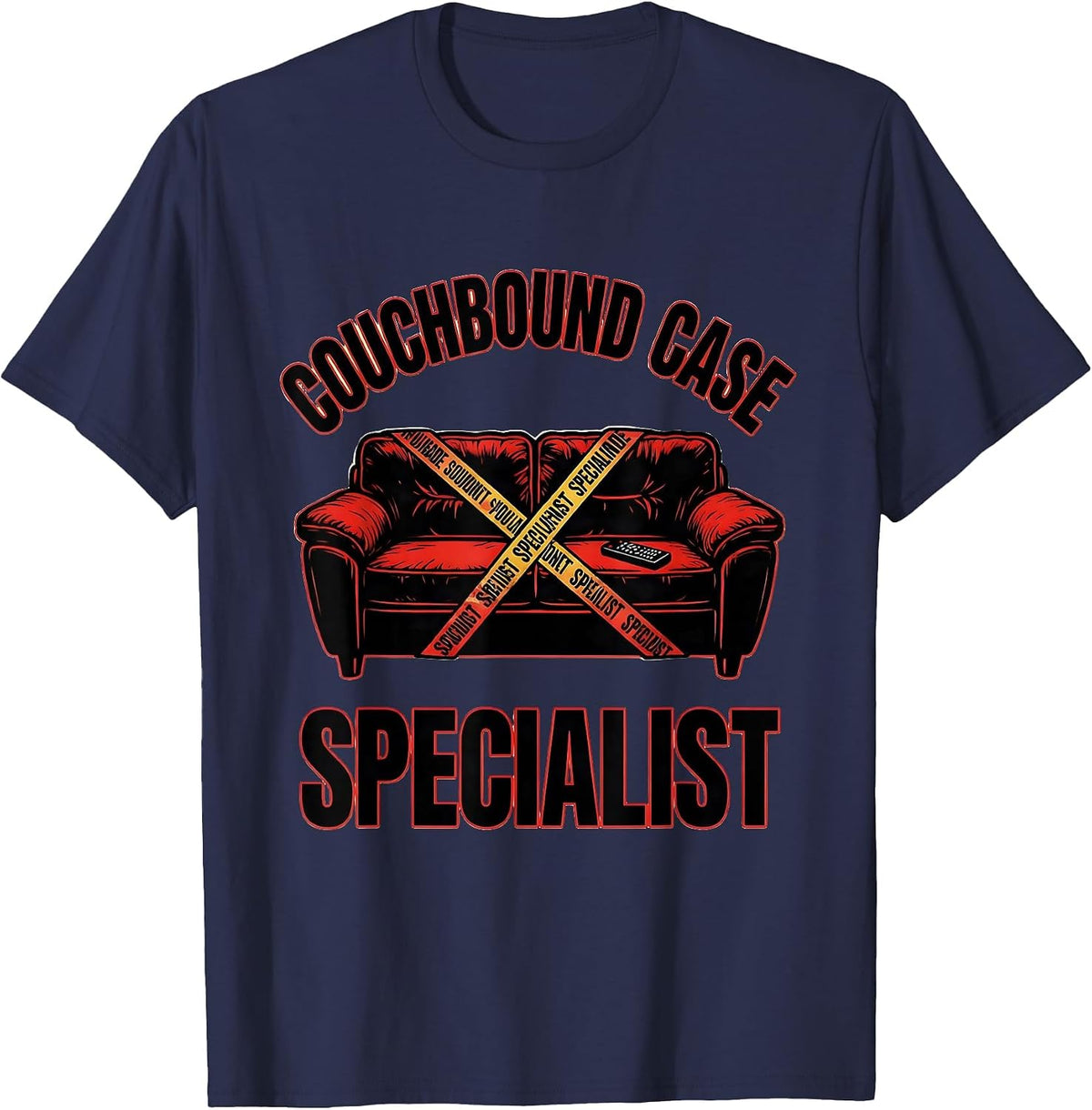 Couchbound Case Specialist Tattoo True Crime Fan Humor T-Shirt - Navy Blue