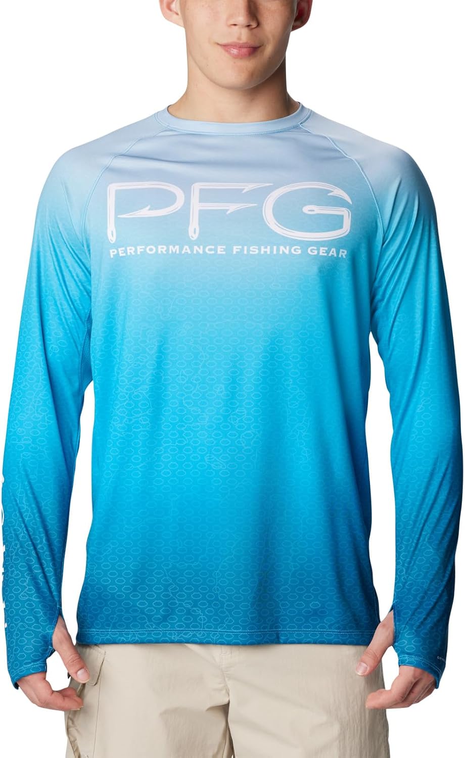 Columbia Mens Super Terminal Tackle Vent Long Sleeve - Ocean Blue Terminal Techcamo