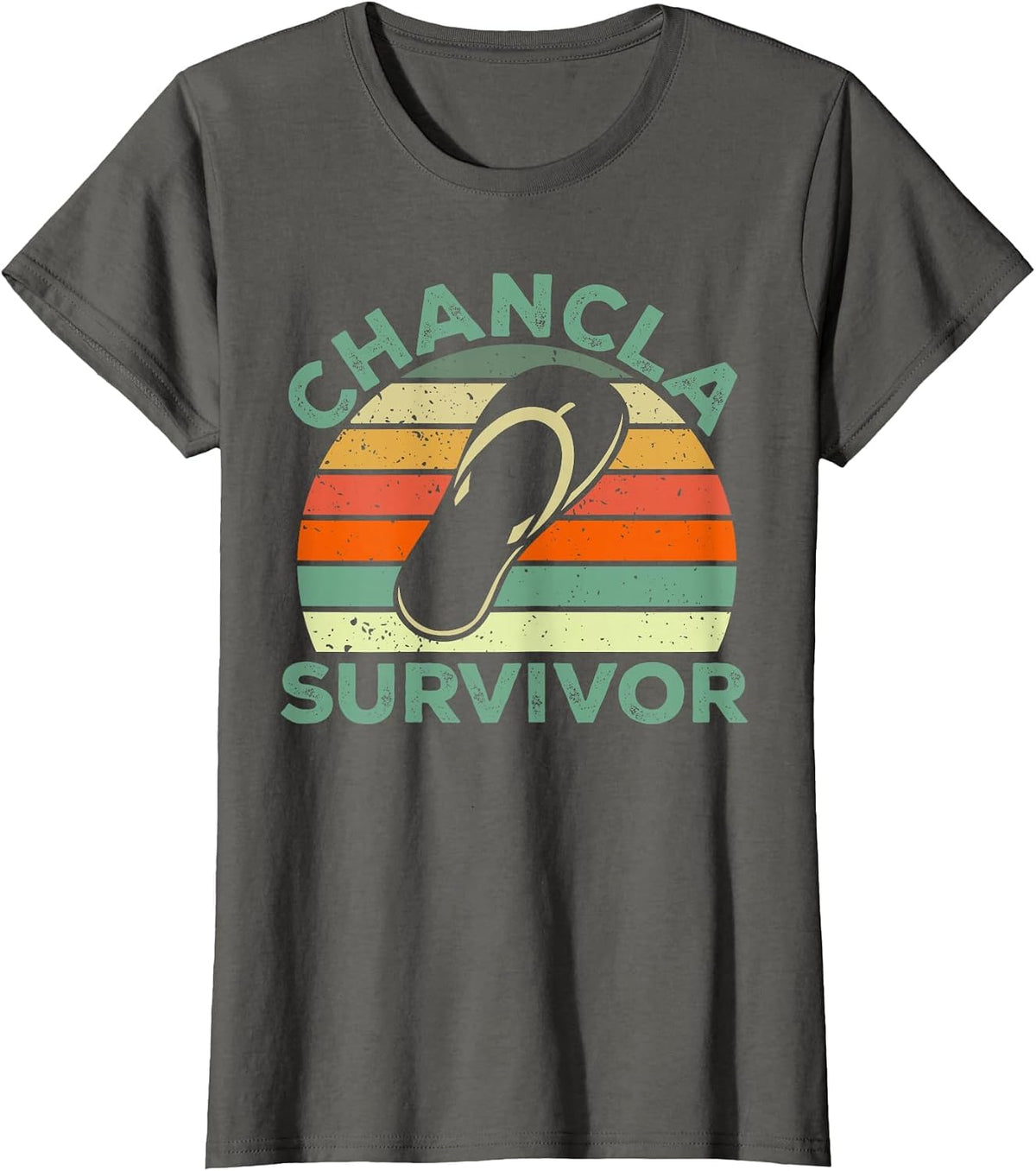 Chancla Survivor Bilingual Funny Spanish T-Shirt - Asphalt Grey