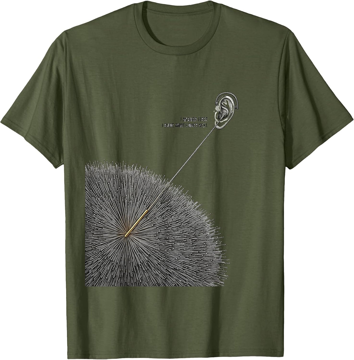 Men's I Answer First I Guide What Comes Next 911 Dispatcher T-Shirt - Olive Green