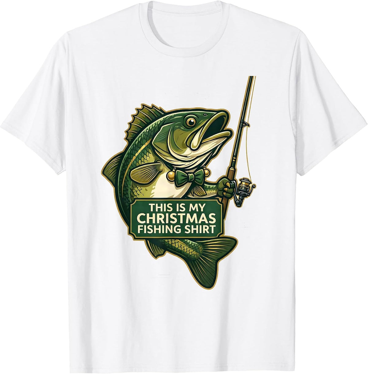 Men's This Is My Christmas Fishing Shirt Funny Fisherman Dad T-Shirt - White