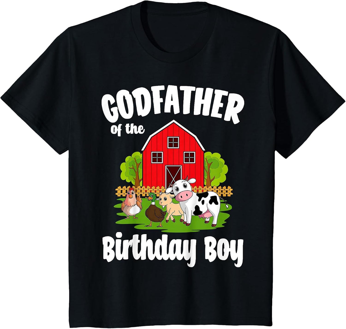 Godfather of The Birthday Boy Farm Animal Bday Party T-Shirt - Black