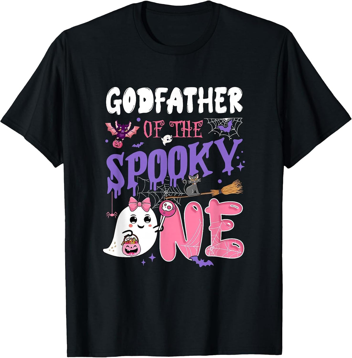 Godfather of The Spooky One 1St Birthday Girl Halloween T-Shirt - Black