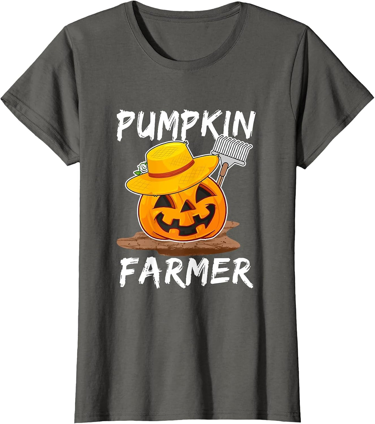 Pumpkin Farmer Funny Family Matching Halloween Costume T-Shirt - Asphalt Grey
