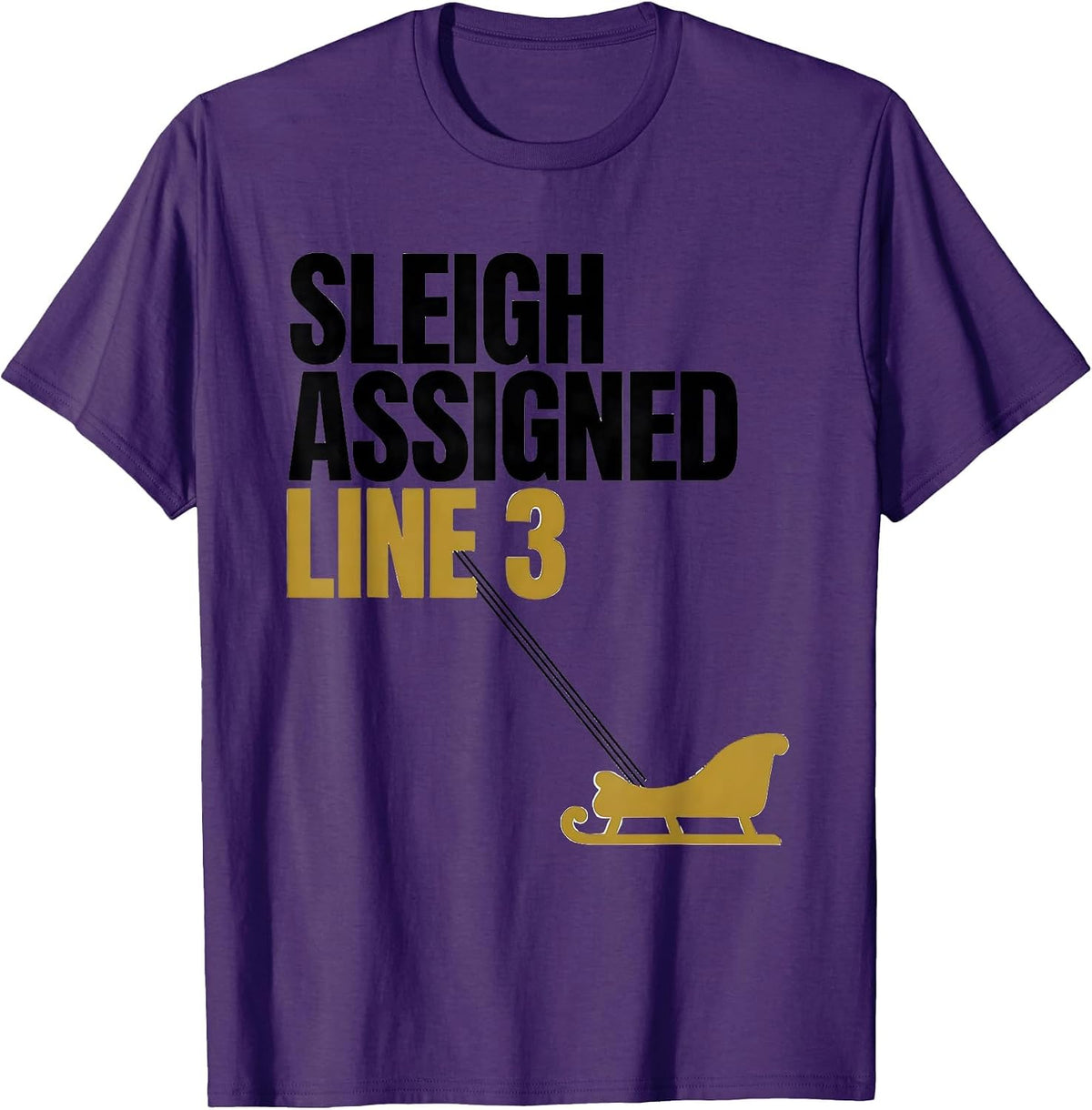 Men's Sleigh Assigned, Line 3 Funny 911 Dispatcher Christmas T-Shirt - Purple