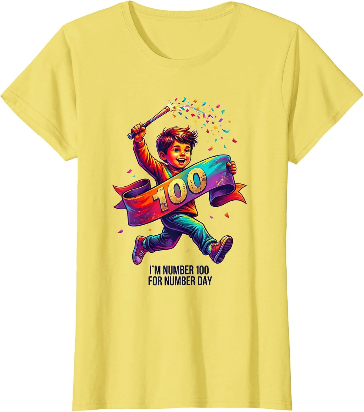 Women's I'm Number 100 For Number Day Colorful Kids School Math T-Shirt - Lemon Yellow
