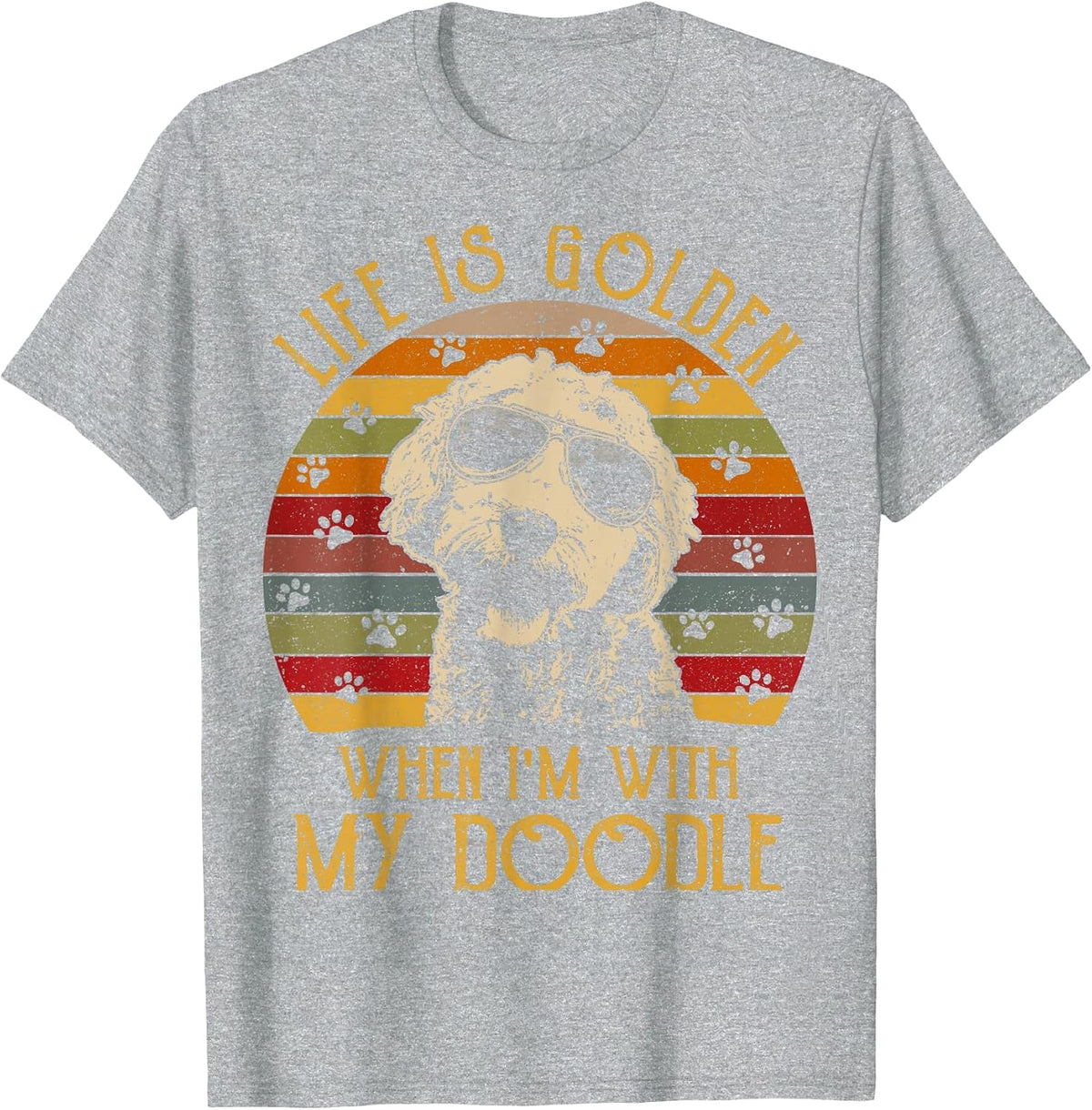 Vintage Life is Golden When Im with My Doodle T-Shirt T-Shirt - Heather Grey