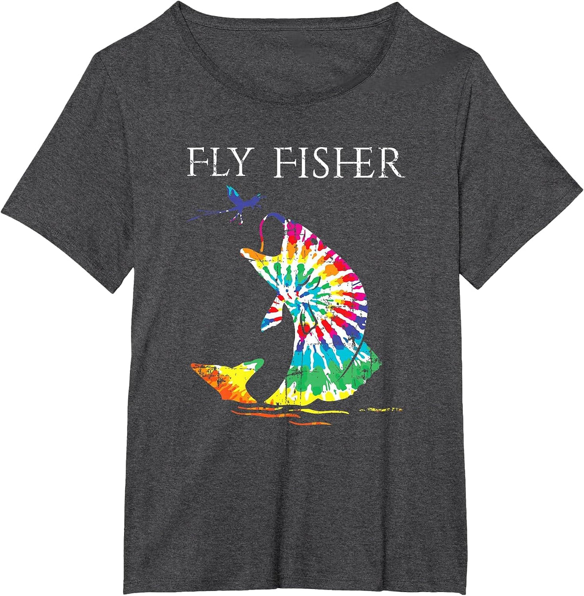Fly Fishing Trout Bass Tie Dye Fisher T Shirt T-Shirt - Dark Heather Grey
