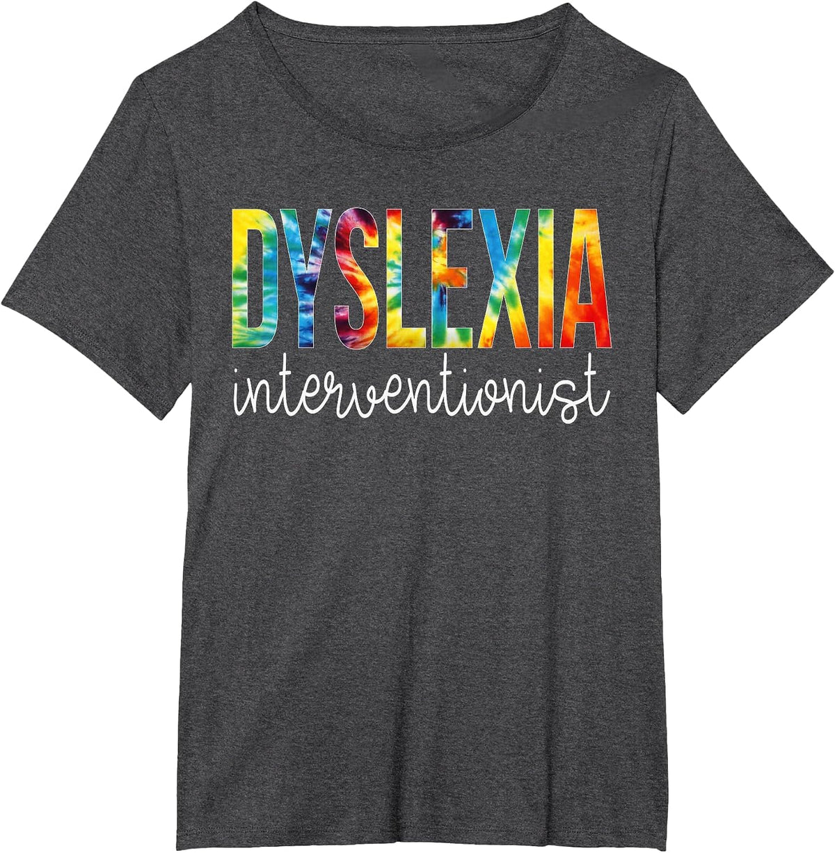 Dyslexia Interventionist Back to School Tie Dye T-Shirt - Dark Heather Grey