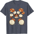 Double Bass Drum Kit Aerial View Illustration T-Shirt - Heather Blue