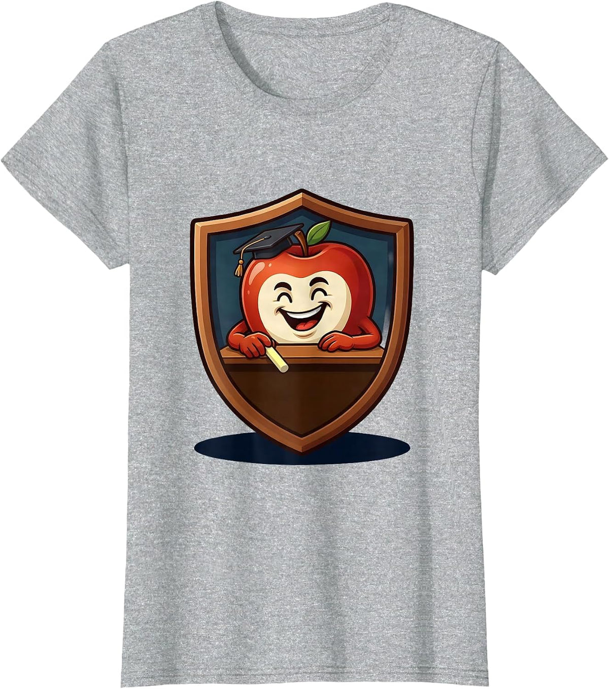 Professor's Desk Apple and Chalk College Graphic T-Shirt - Heather Grey