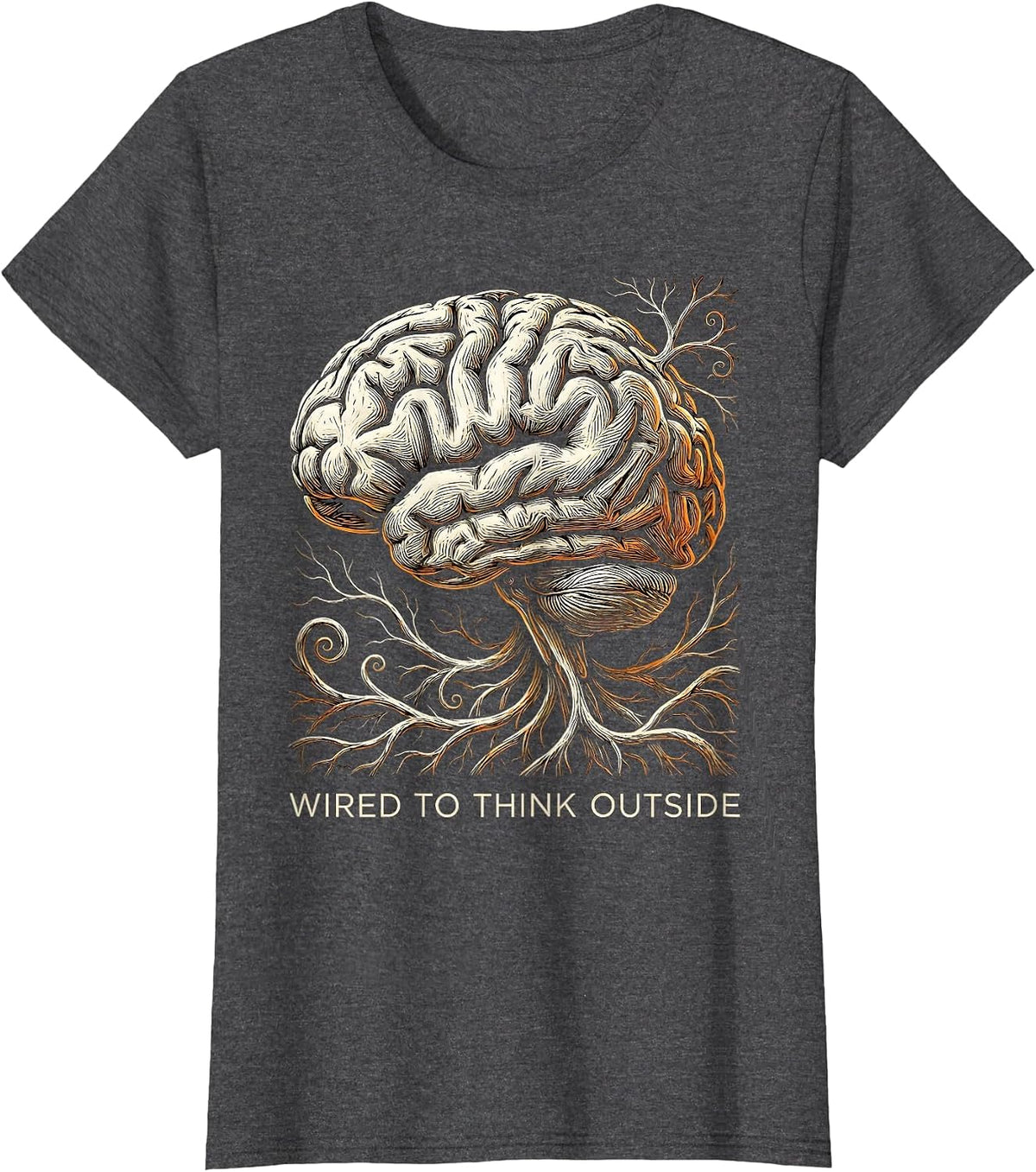 Women's Wired to Think Outside Dyslexia Awareness Design T-Shirt - Dark Heather Grey