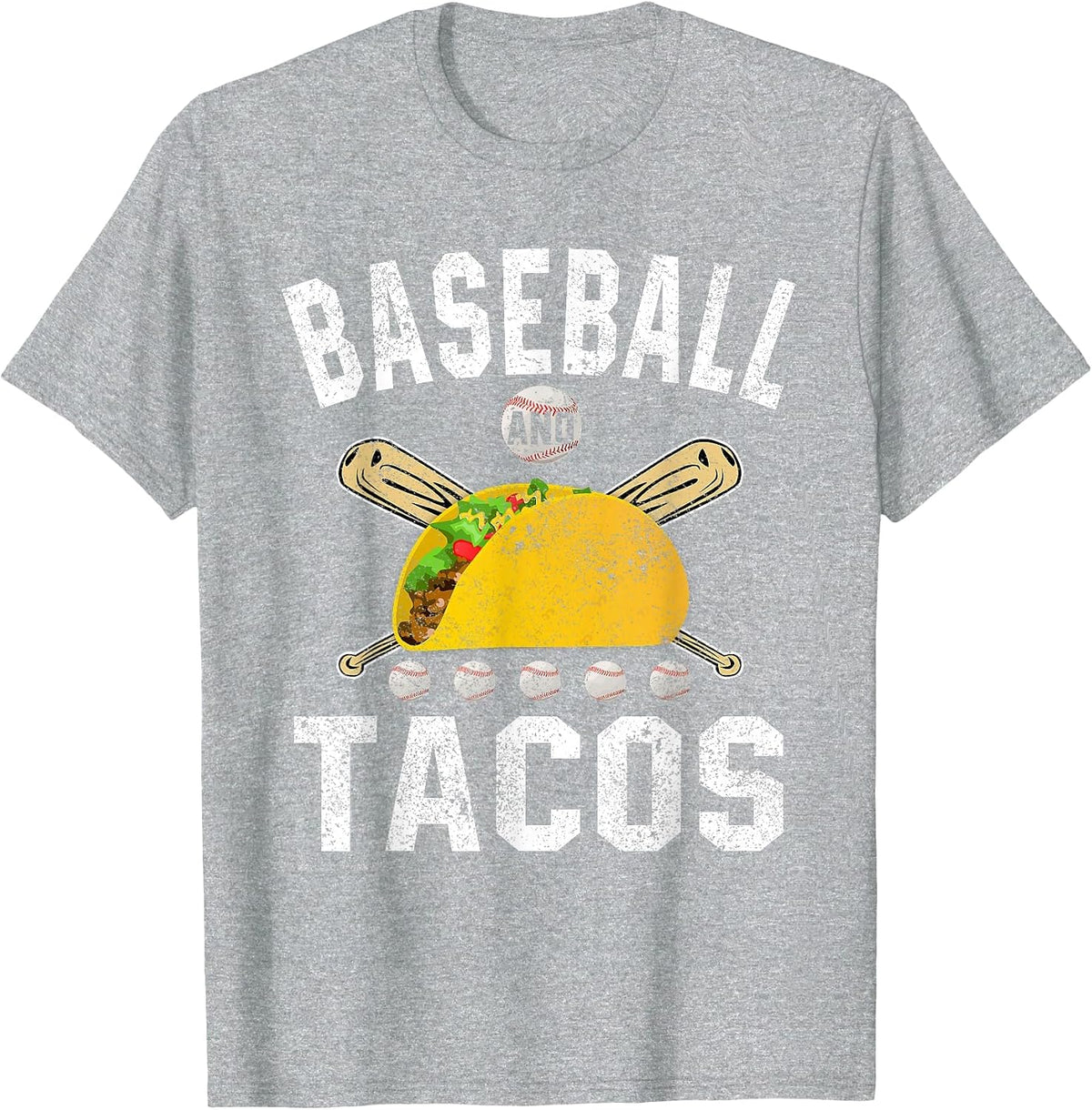 Baseball and Tacos Funny Cinco de Mayo Taco Lovers Women Men T-Shirt - Heather Grey