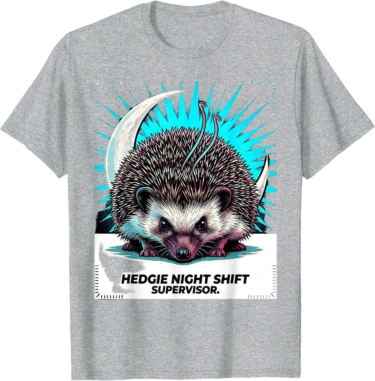 Men's Hedgie Night Shift Supervisor Cute Hedgehog Lover Funny T-Shirt - Heather Grey