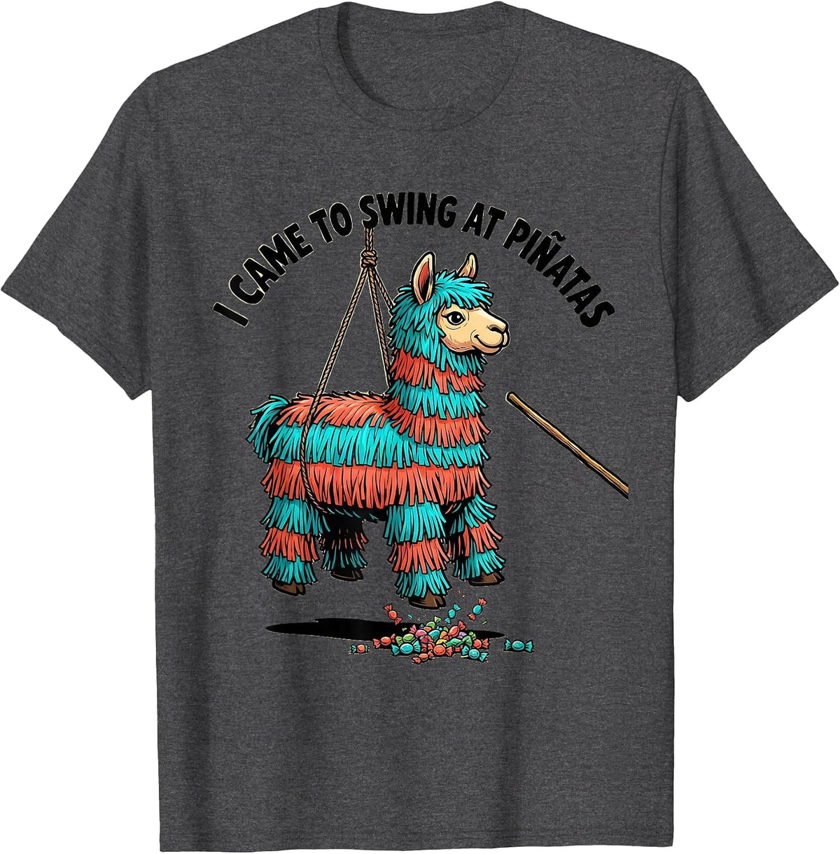 Men's I Came To Swing At Piñatas Funny Cinco De Mayo Party Humor T-Shirt - Dark Heather Grey