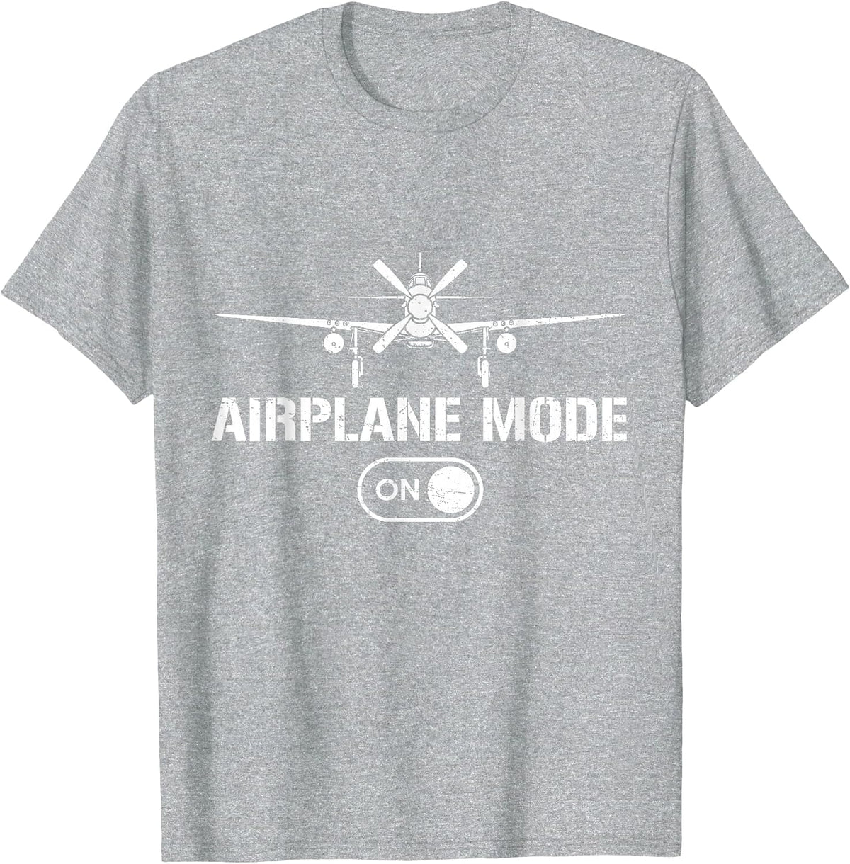 Airplane Mode Funny P-51 Mustang World War 2 Fighter Planes T-Shirt - Heather Grey