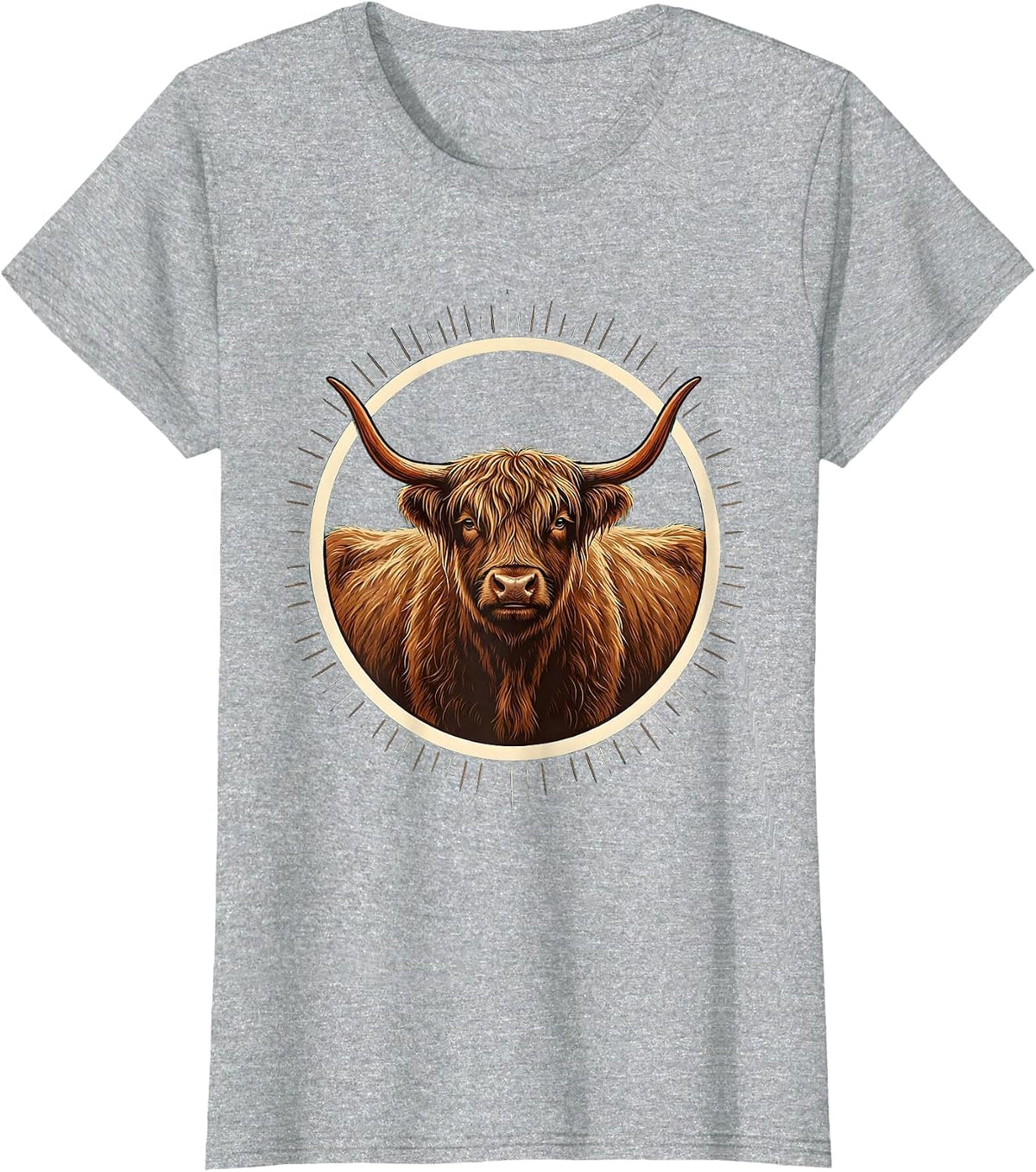 Women's Highland Cow Cute Scottish Humor Sign Painter Showcard T-Shirt - Heather Grey