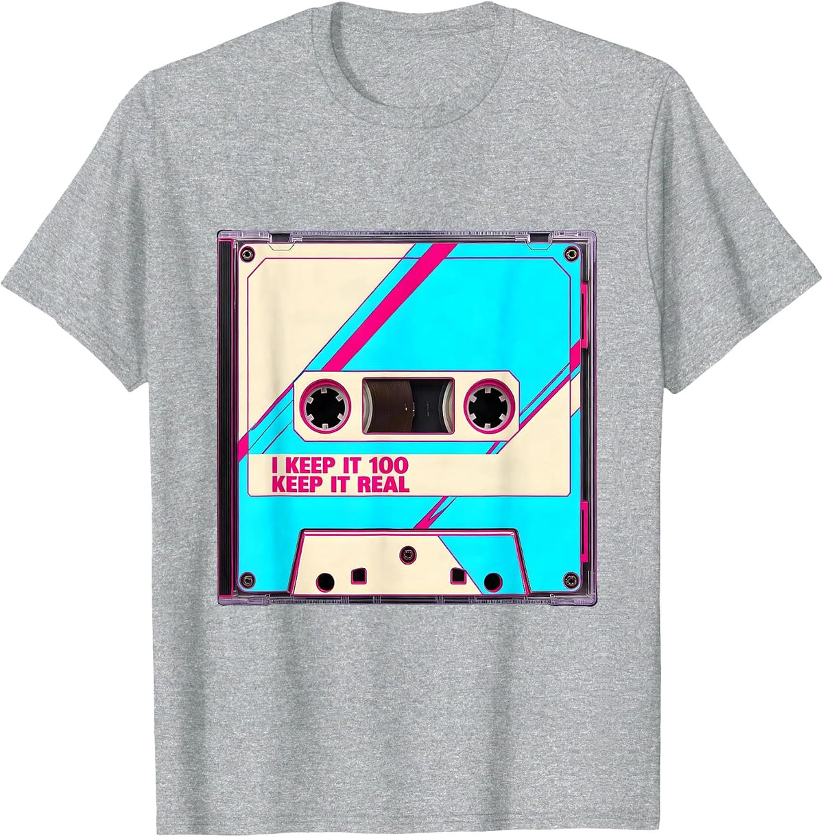 Men's I Keep It 100 Keep It Real Retro Hip Hop Nostalgia T-Shirt - Heather Grey