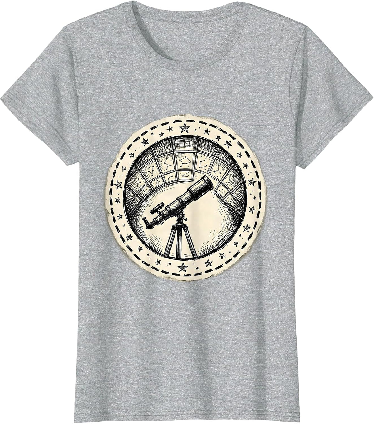 Teacher Astronomer Starry Classroom Telescope Art T-Shirt - Heather Grey