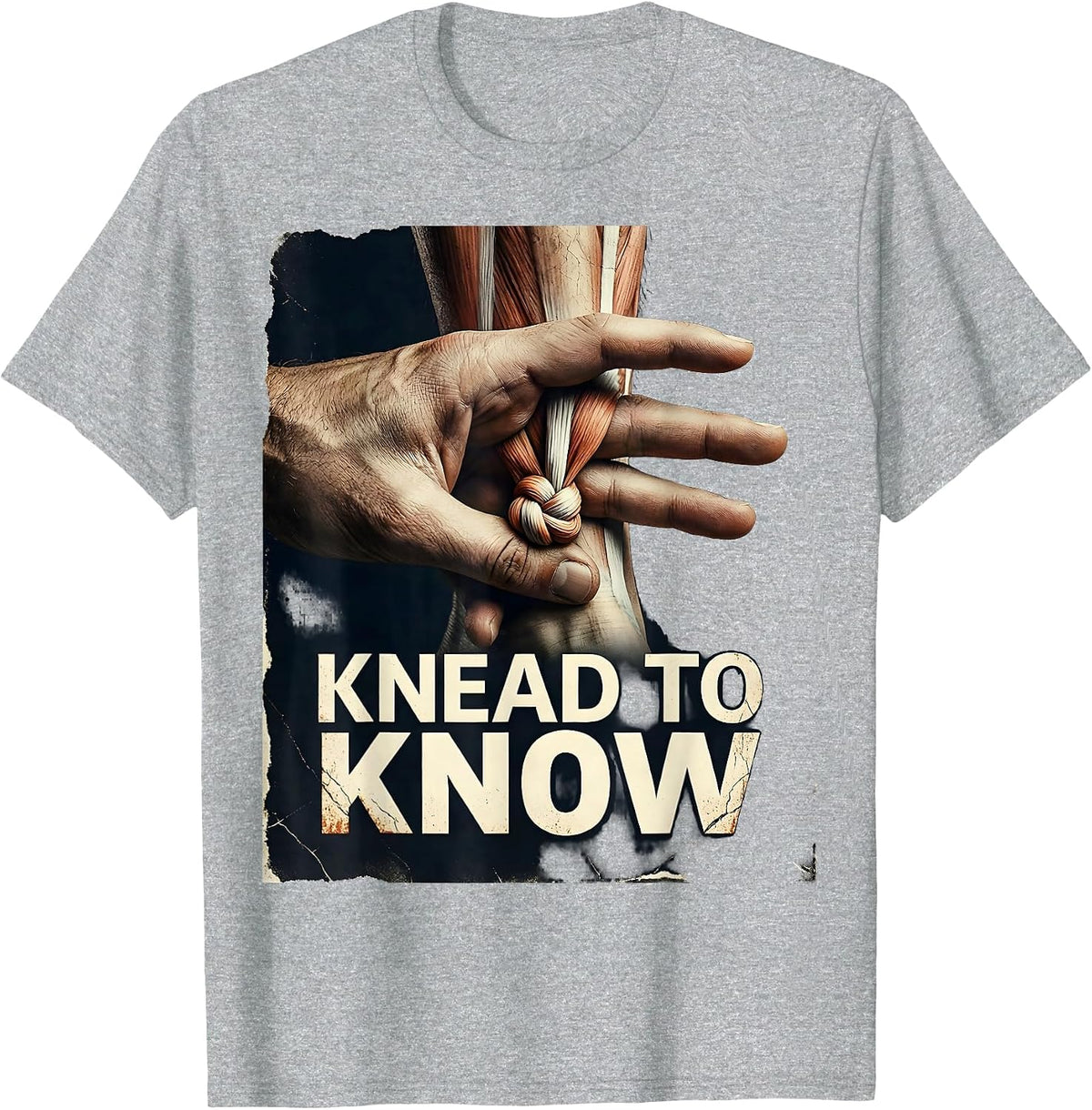 Men's Knead To Know Distressed Massage Therapist Occupational T-Shirt - Heather Grey