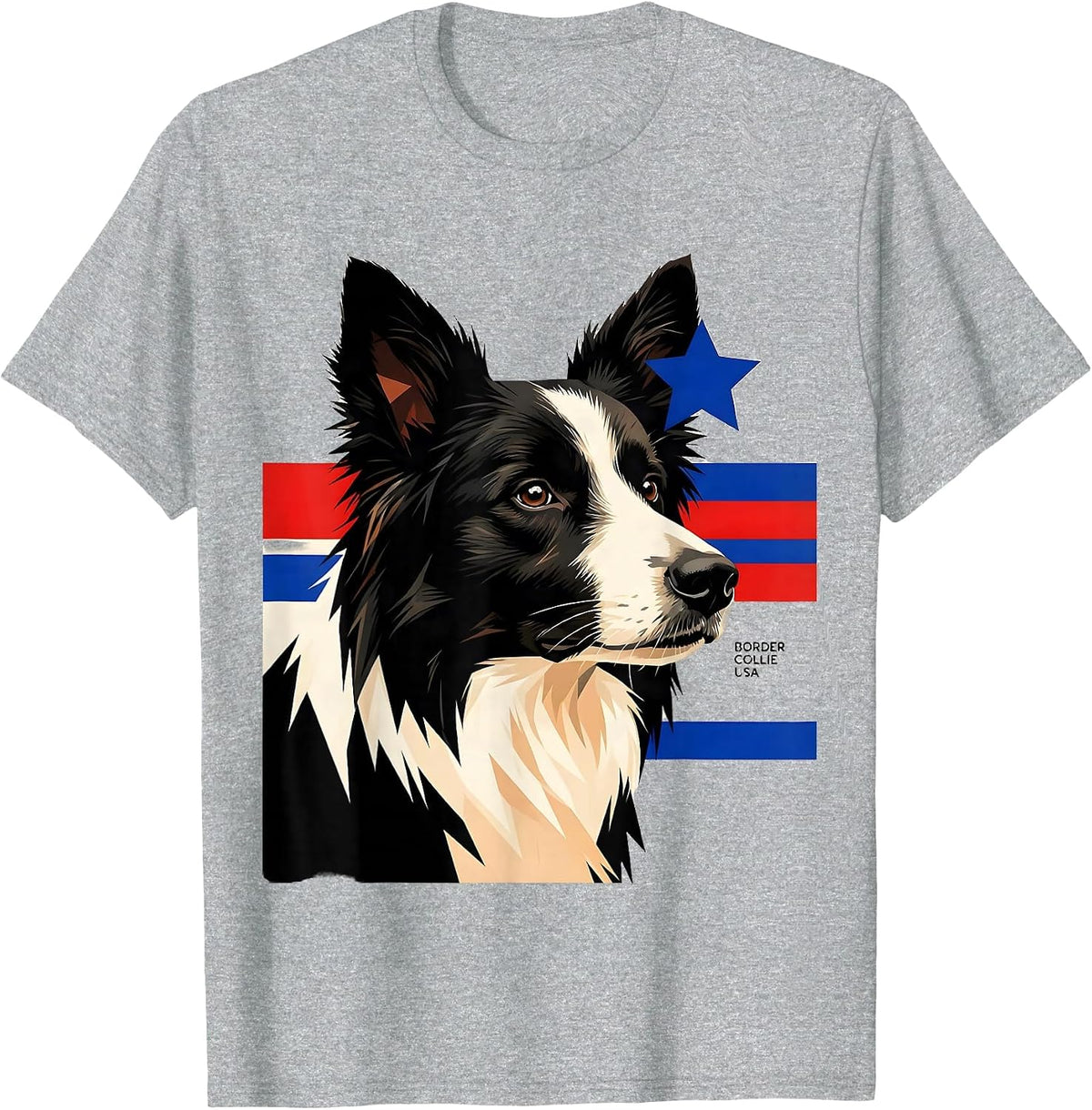 Men's Border Collie USA Patriotic Dog Lover 4th Of July T-Shirt - Heather Grey