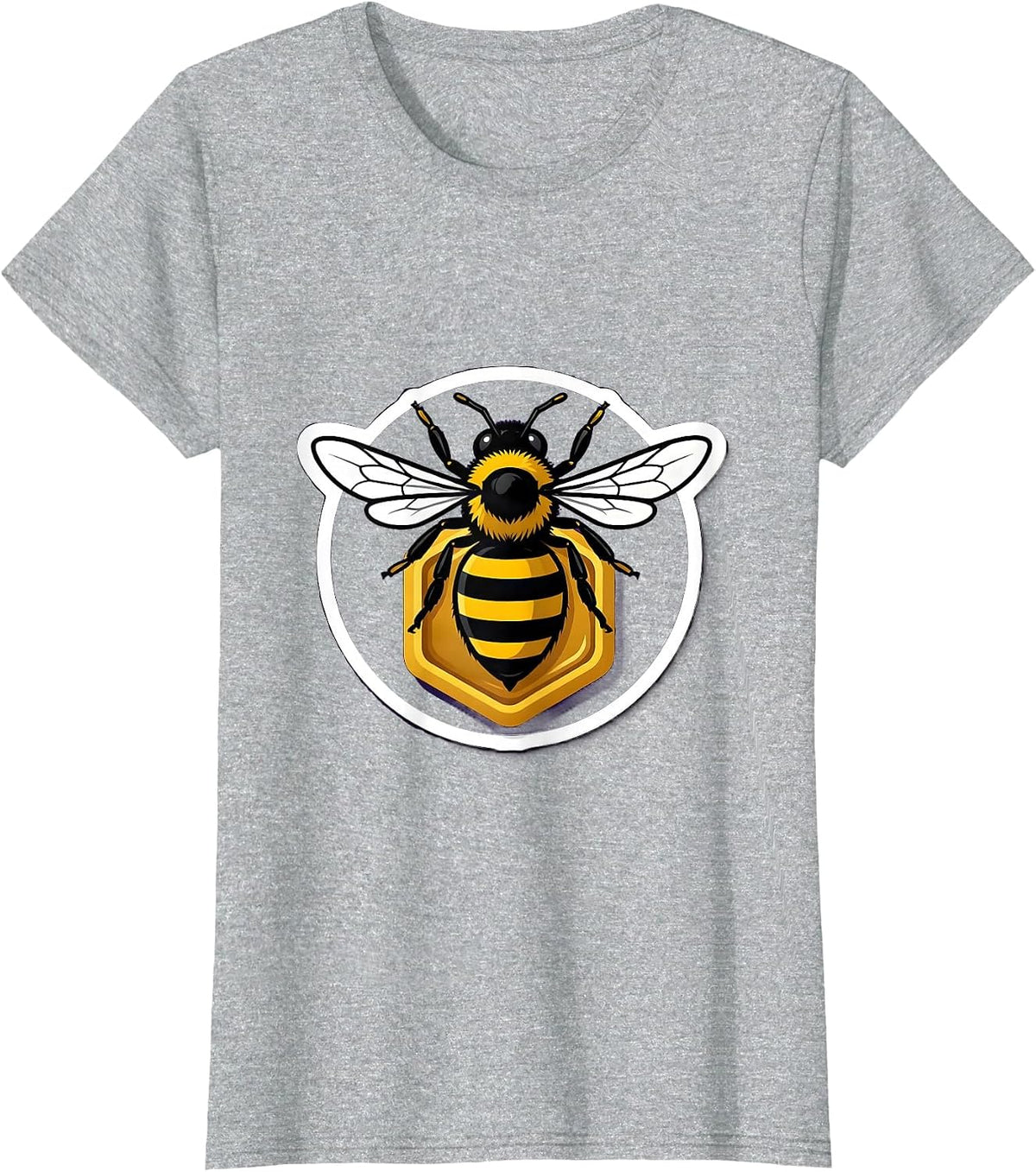 Women's Bee Badge Sticker Style Beekeeper Honey Lover T-Shirt - Heather Grey