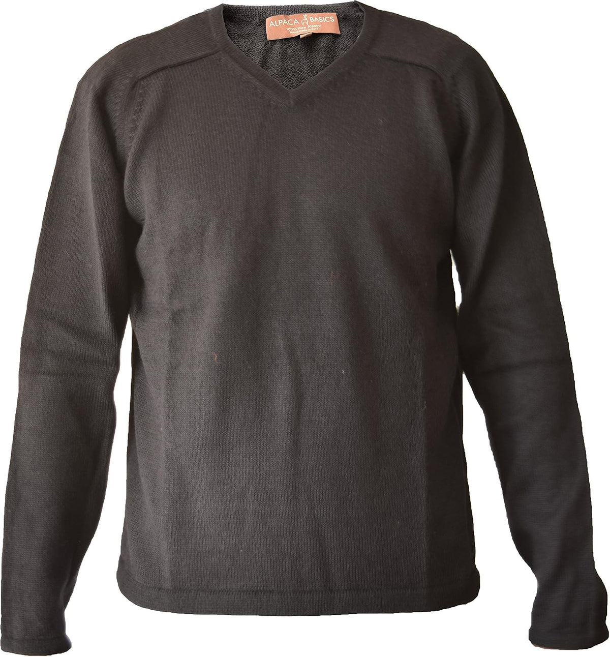 Men's Handmade 100% Alpaca Wool V-Neck Sweater - Black