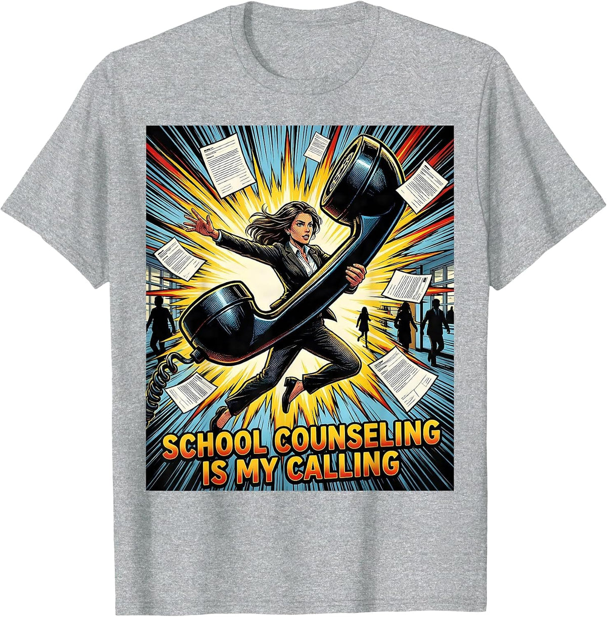 Men's School Counseling Is My Calling Comic Book Counselor Humor T-Shirt - Heather Grey