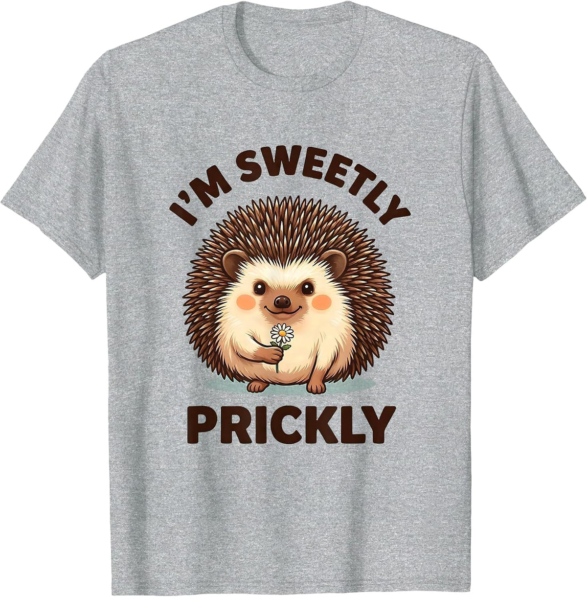 Men's I’m Sweetly Prickly Cute Kawaii Hedgehog Lover Humor T-Shirt - Heather Grey