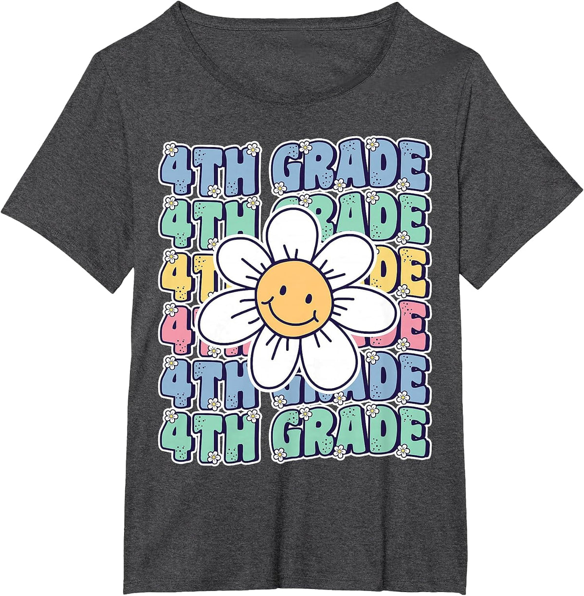 Groovy 4th Grade Back to School First Day of Fourth Grade T-Shirt - Dark Heather Grey