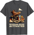 Weekend Mode Activated Labor Day Graphic T-Shirt, Men, Dark Heather Grey, Medium - As Pictured