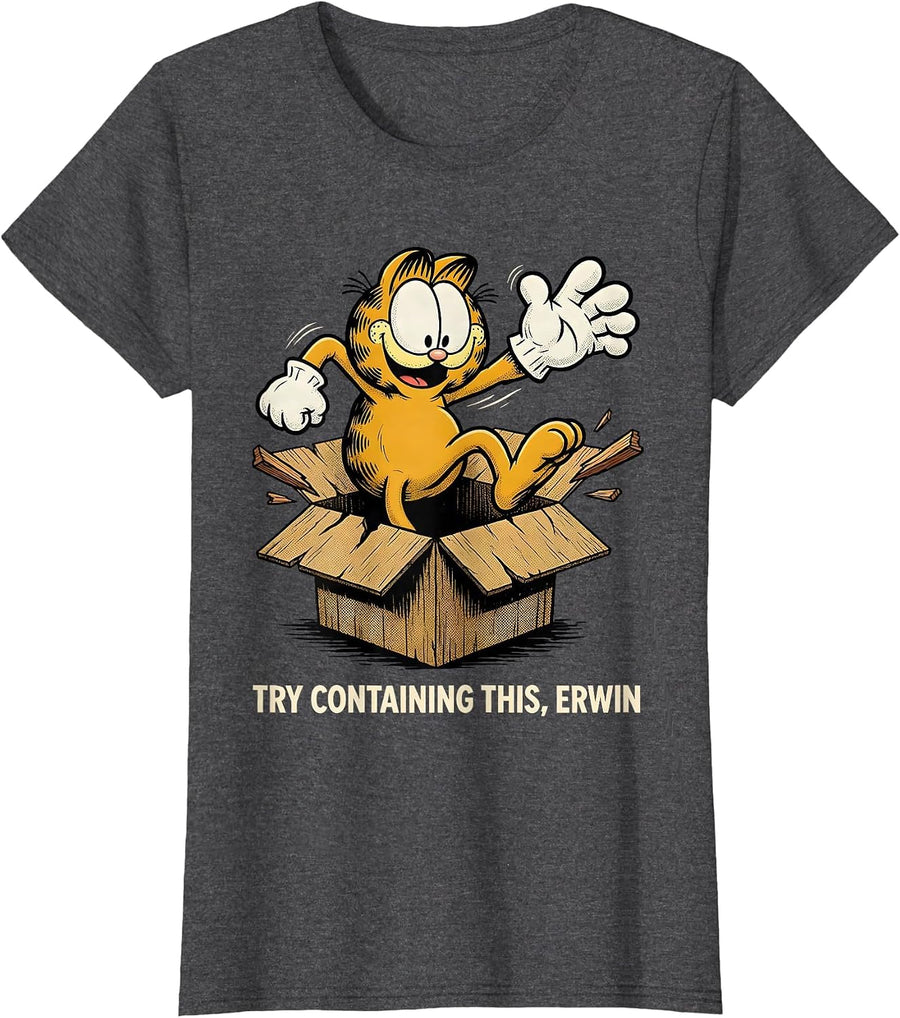 Women's Try Containing This, Erwin Retro Cartoon Quantum Physics T-Shirt - Dark Heather Grey