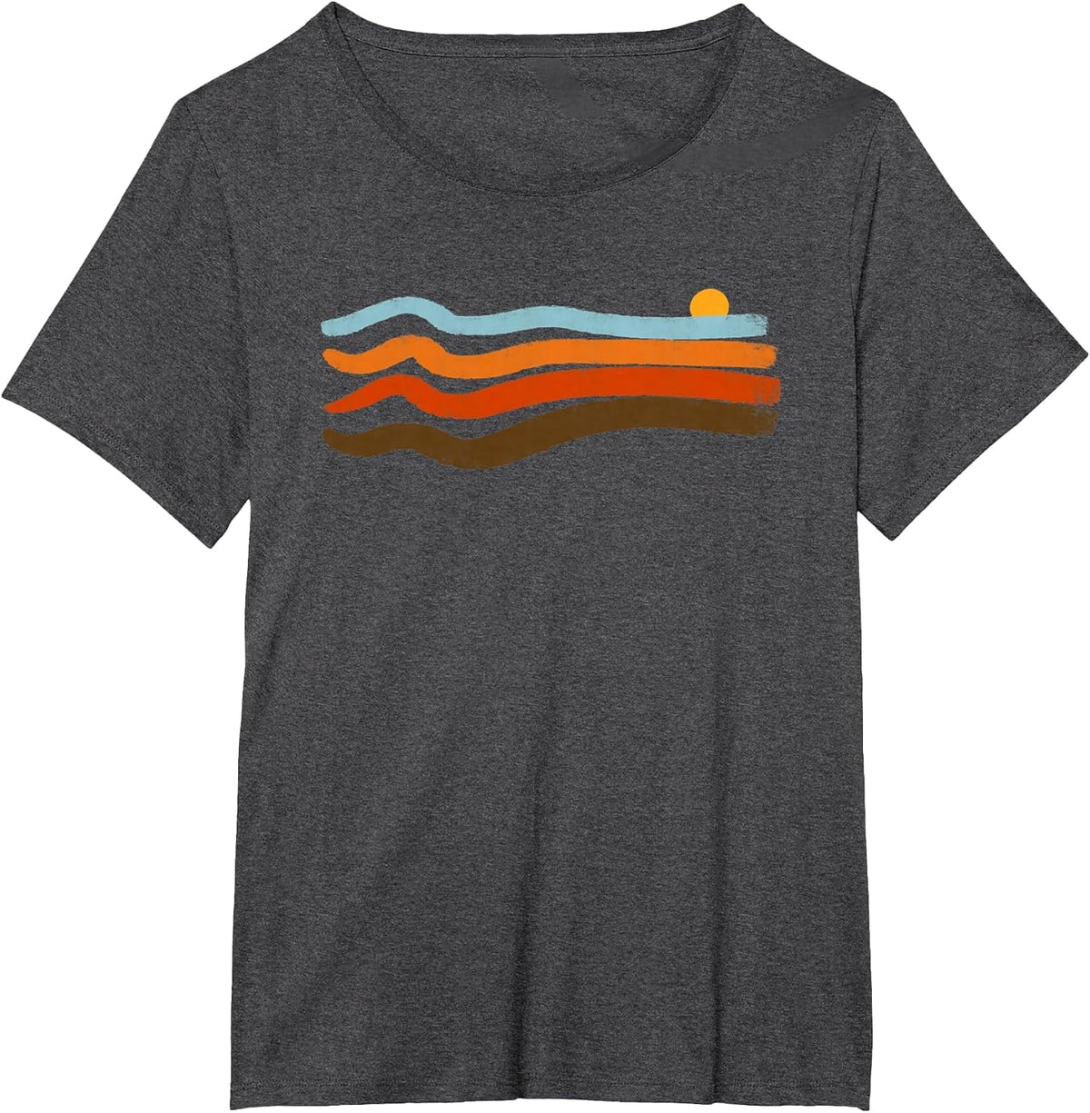 Vintage 70s Retro Stripes Sunset Summer Waves T-Shirt - Dark Heather Grey