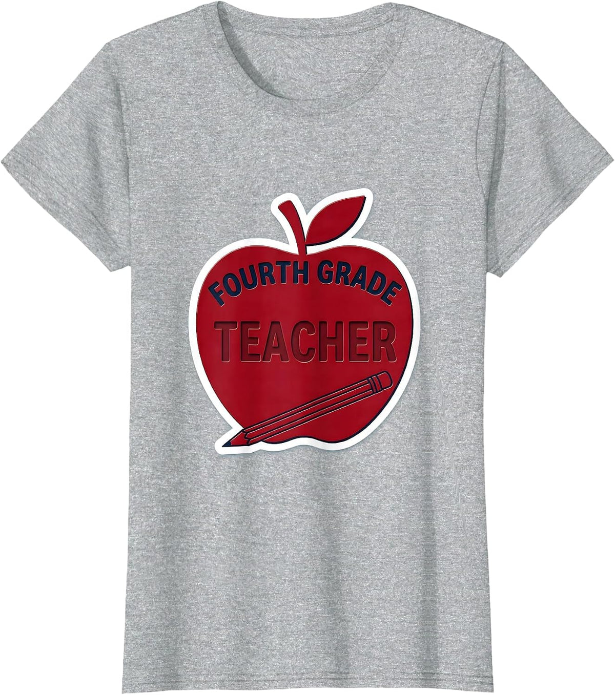 Fourth Grade Teacher Cute Apple Pencil Back To School T-Shirt - Heather Grey