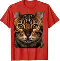 Men's Bengal Cat Lover Close-Up Rosette Portrait T-Shirt - Red