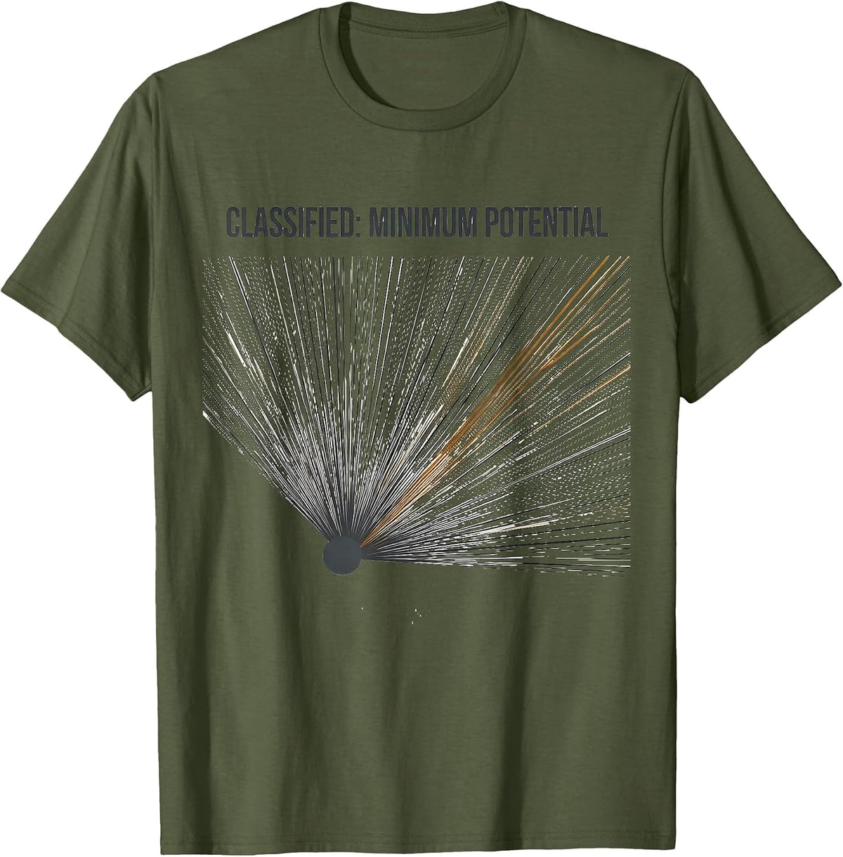 Men's Classified: Minimum Potential Funny Physics Pun Humor T-Shirt - Olive Green