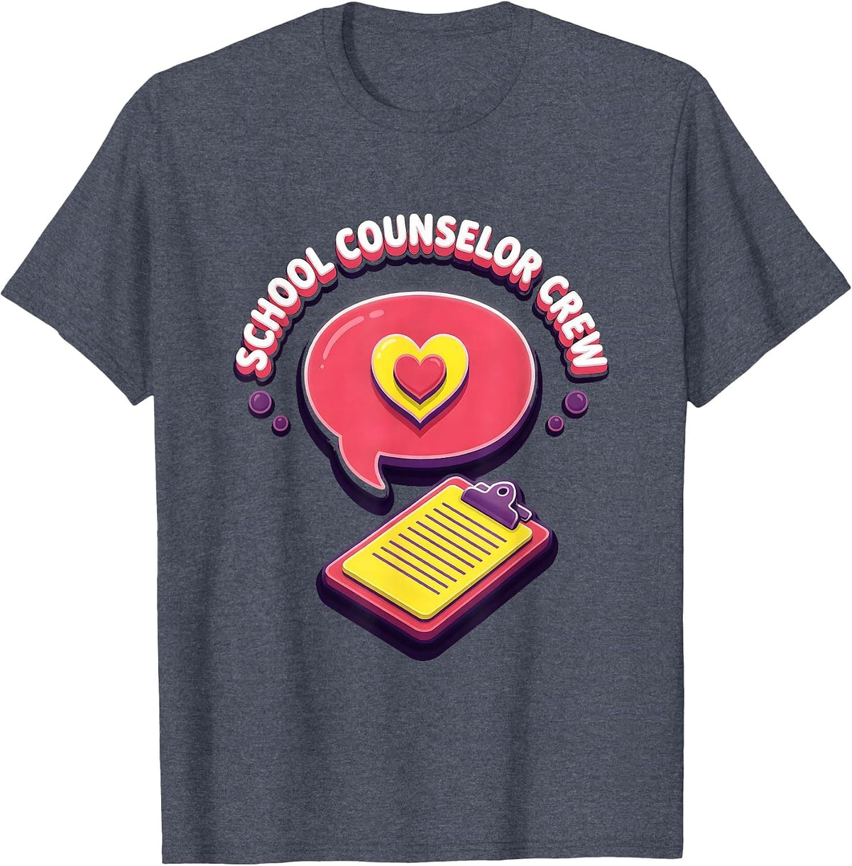 School Counselor Crew Retro PTA Parent Volunteer Crew T-Shirt - Heather Blue