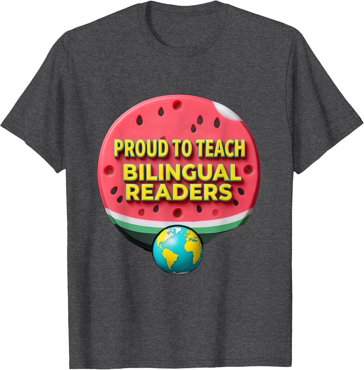 Men's Proud To Teach Bilingual Readers Funny Spanish Teacher T-Shirt - Dark Heather Grey