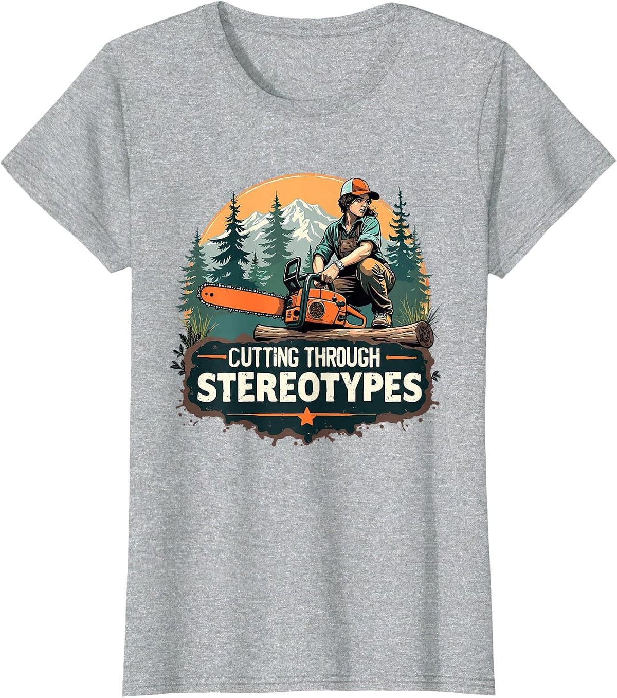 Logger Lady Foresrty Tree Service Female Arborist Chainsaw T-Shirt - Heather Grey