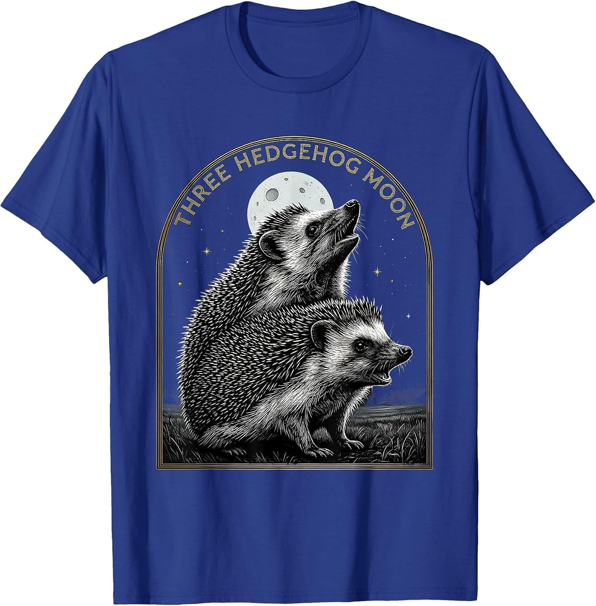 Men's Three Hedgehog Moon Mystic Celestial Halloween Meme Parody T-Shirt - Royal Blue
