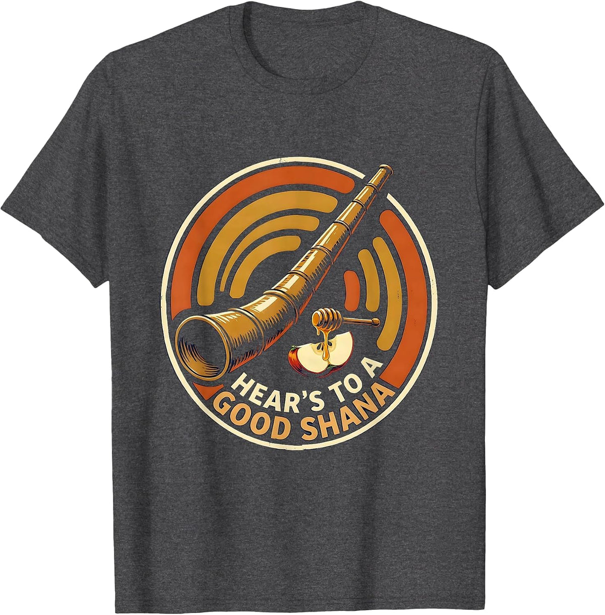 Men's Hear's To A Good Shana Funny Rosh Hashanah Jewish New Year T-Shirt - Dark Heather Grey