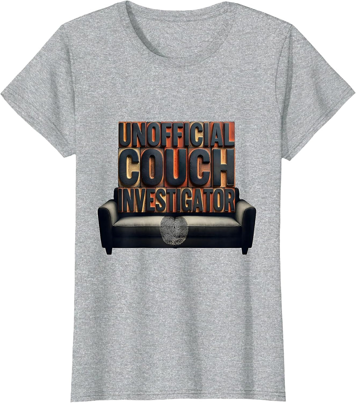 Unofficial Couch Investigator True Crime Fan Humor T-Shirt - Heather Grey