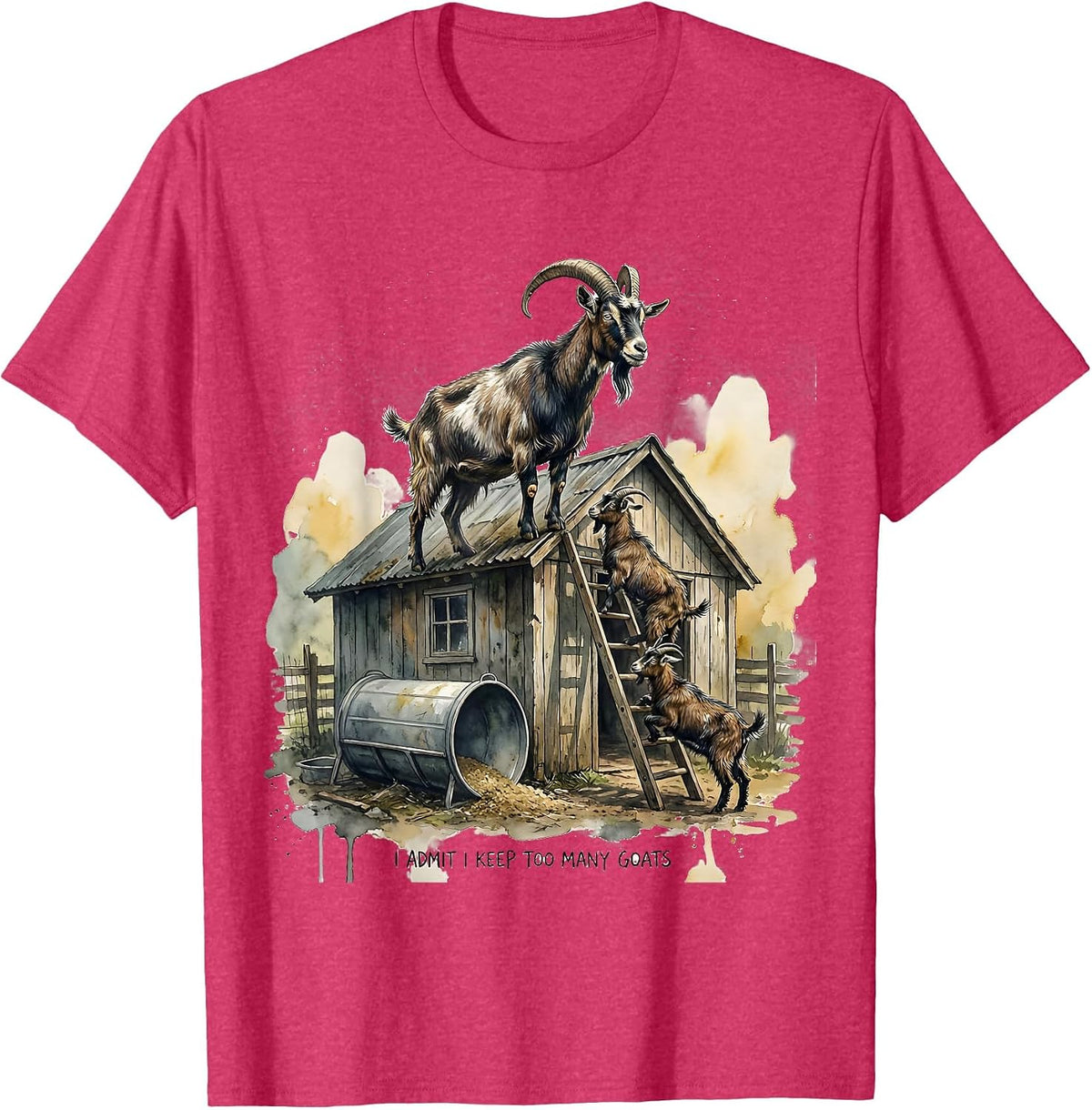 Men's I Admit I Keep Too Many Goats Funny Goat Lover Farmer Humor T-Shirt - Red Heather