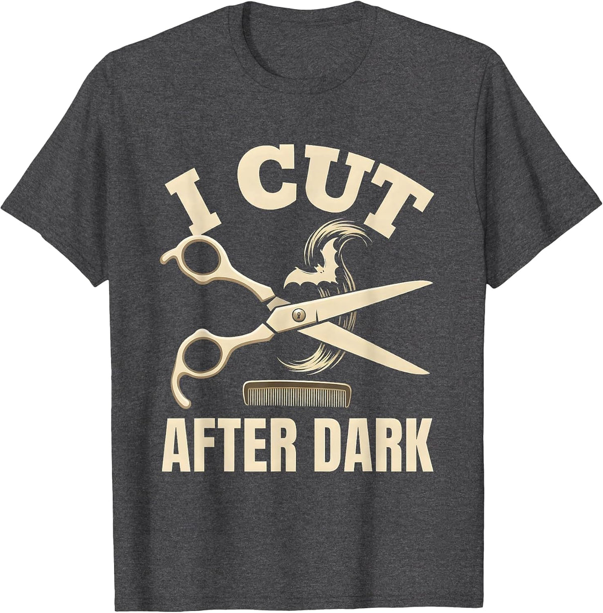 Men's I Cut After Dark Silly Skeleton Halloween Hairstylist Barber T-Shirt - Dark Heather Grey