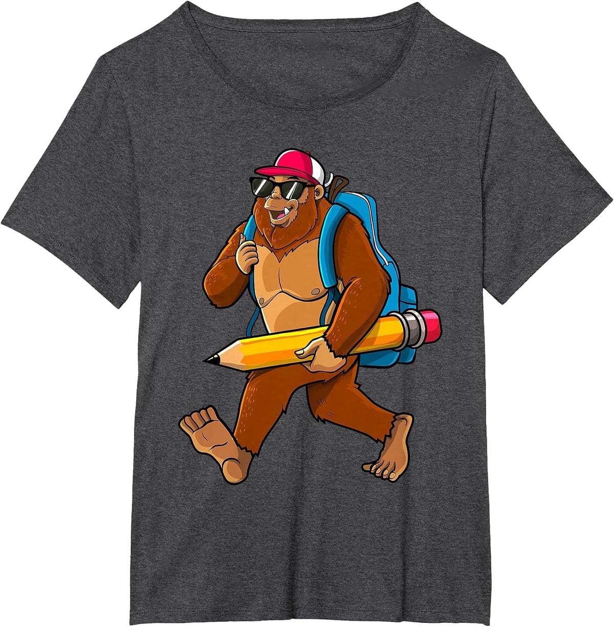 Funny Bigfoot Back to School Sasquatch Backpack Student Kids T-Shirt - Dark Heather Grey