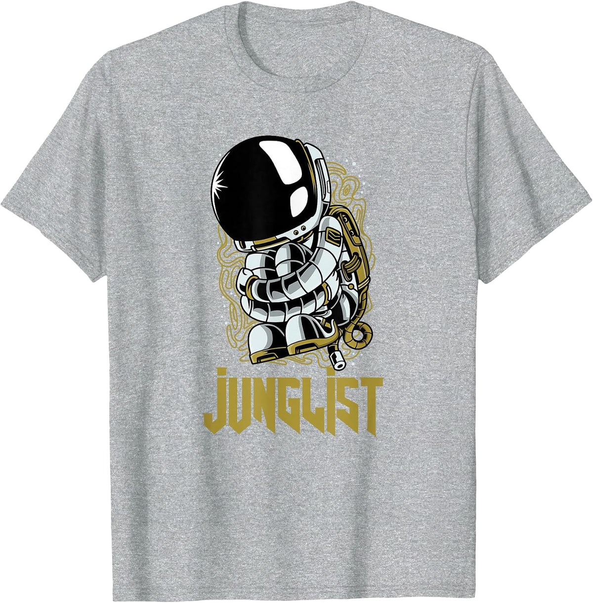 Junglist Spaceman174 BPM DnB Music Liquid EDM Drum and Bass T-Shirt - Heather Grey